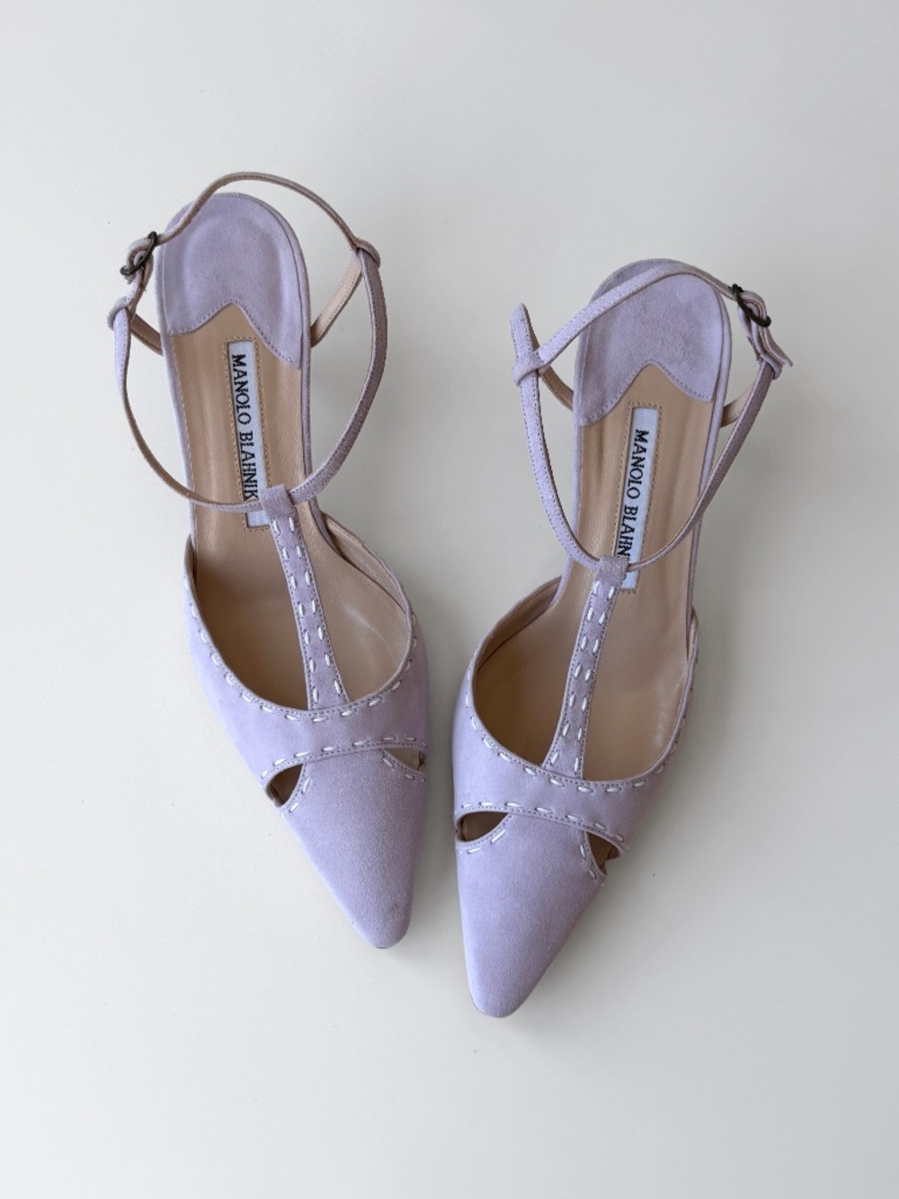 Vintage Manolo Blahnik pale lilac suede slingback, IT 37